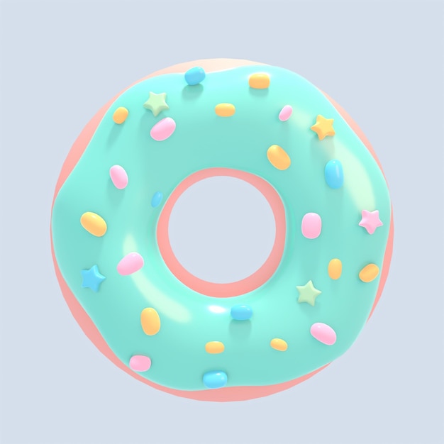 Objet donut vert dessin animé rendu 3d