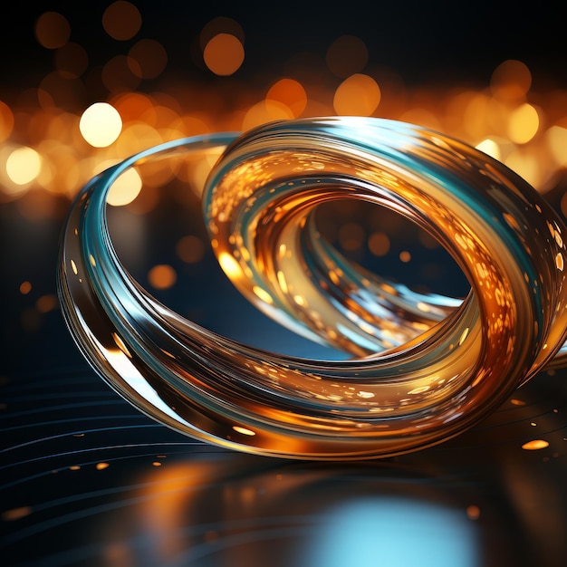 un objet doré de type spirale avec un fond bokeh génératif AI