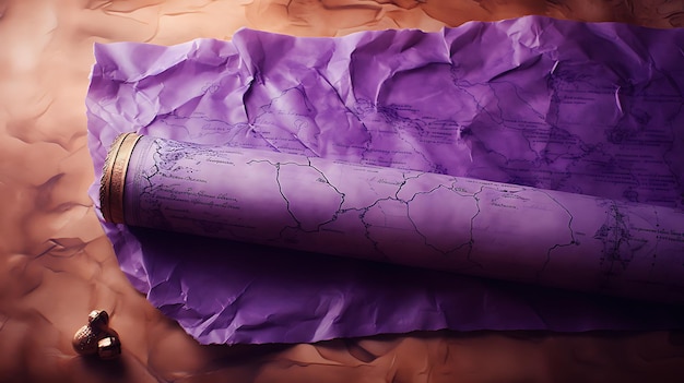 un objet enveloppé en violet avec un dessin d'une femme dessus