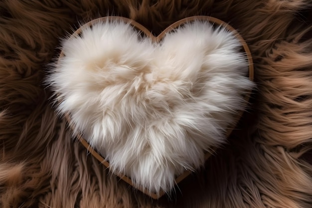 Photo un objet en forme de cœur avec un cœur de fourrure blanche dessus.
