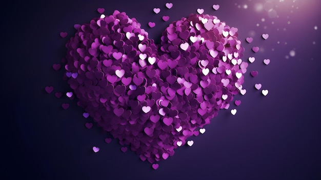 Un objet en forme de coeur composé de petits coeurs violets