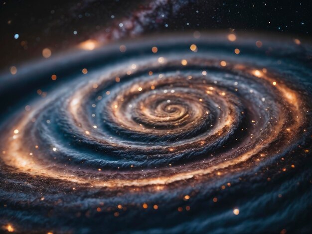 un objet en forme de spirale avec une étoile en arrière-plan et un fond flou