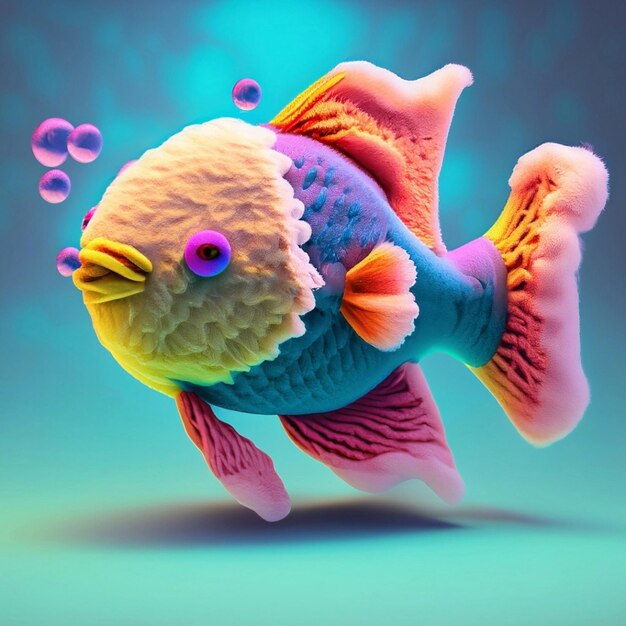 Objet icône CGI 3D stylisé poisson