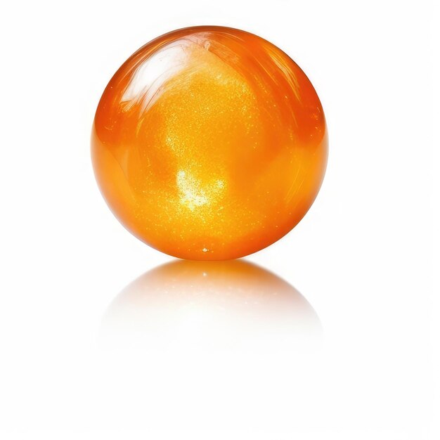 Un objet en marbre orange avec un reflet de lumière dessus.