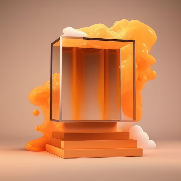 Un objet orange et blanc avec un nuage d'orange dessus