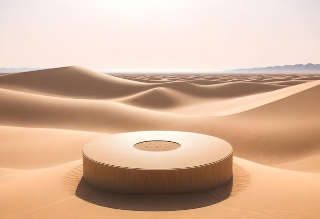 un objet rond dans le désert est dans le sable