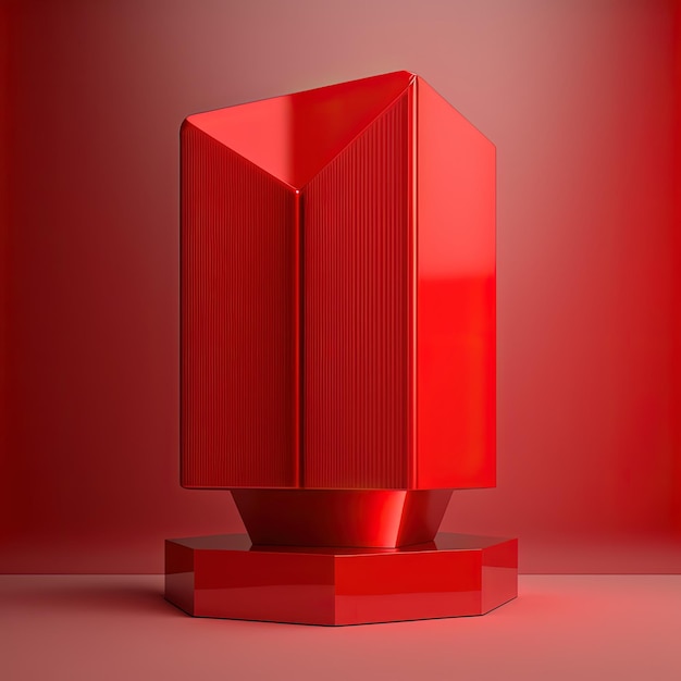 Un objet rouge avec une boîte rouge dessus.