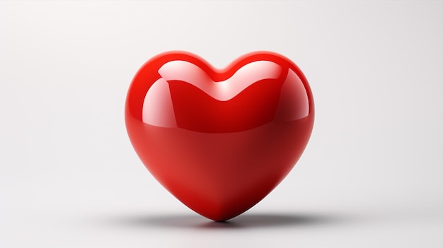 Un objet rouge en forme de coeur isolé sur une surface blanche