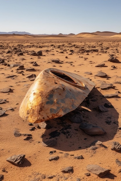 un objet rouillé dans le désert