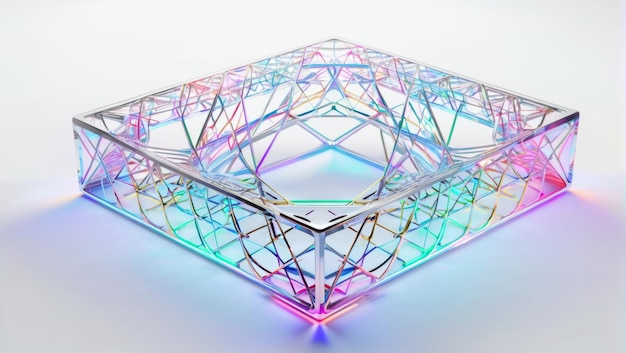 Un objet de verre multicolore sur une table