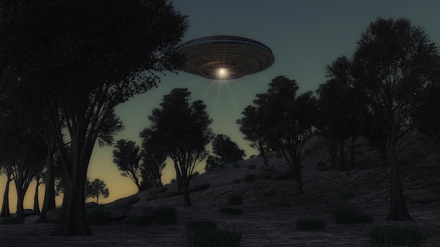 Objet volant non identifié extraterrestre de rendu 3D