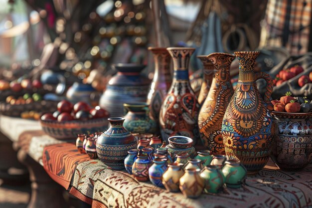 Des objets d'artisanat exquis dans un marché d'artisans locaux