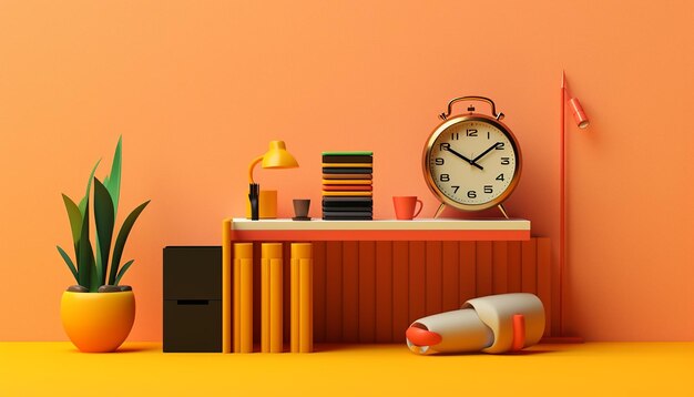 Objets de bureau 3D scène d'art pop minimale thème créatif