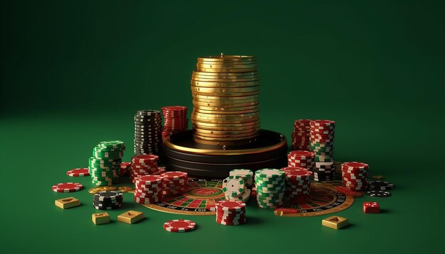 Objets de casino 3D minimaux Concept miniature pour les jeux de casino