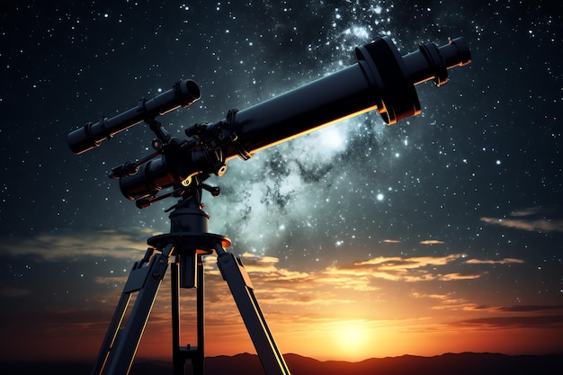 Photo l'observation des étoiles par télescope l'observance des étoiles du ciel fantastique la nuit