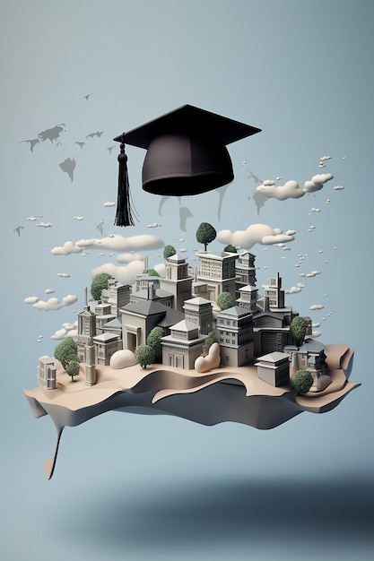 l'obtention du diplôme chapeau de graduation à l'étranger voyager