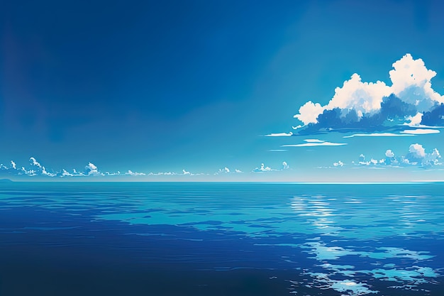 Un océan d'un bleu profond et un ciel sans nuages