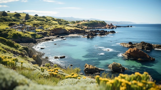 L'océan d'une colline un beau paysage une scène naturelle