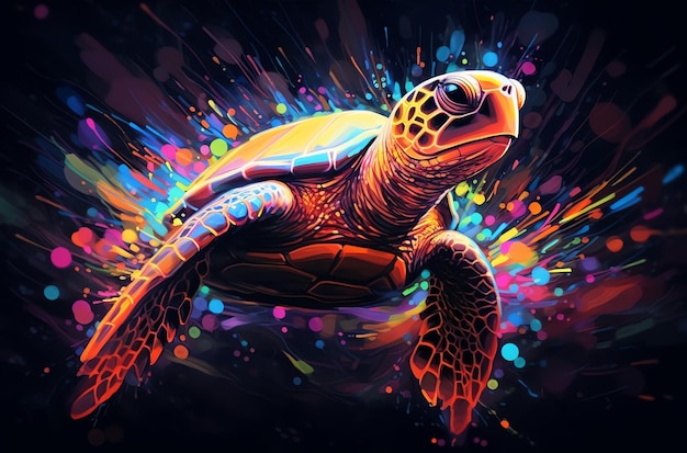 Ocean Odyssey Une éclaboussure de peinture captivante Peinture de tortue de mer