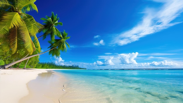 océan serein et plage aux eaux cristallines et paradis tropical de palmiers verdoyants