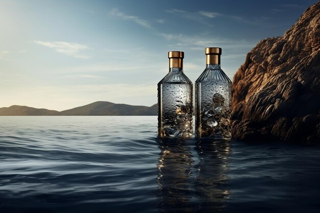 Oceanic Elegance Deux bouteilles de parfum Sea Fresh par Peter Zumthor Caras Generative AI