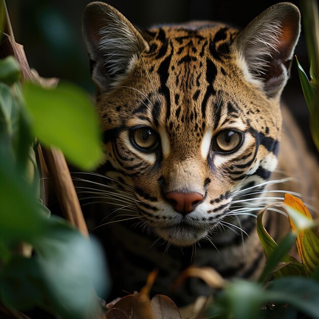 Ocelot mystérieux dans son habitat énigmatique