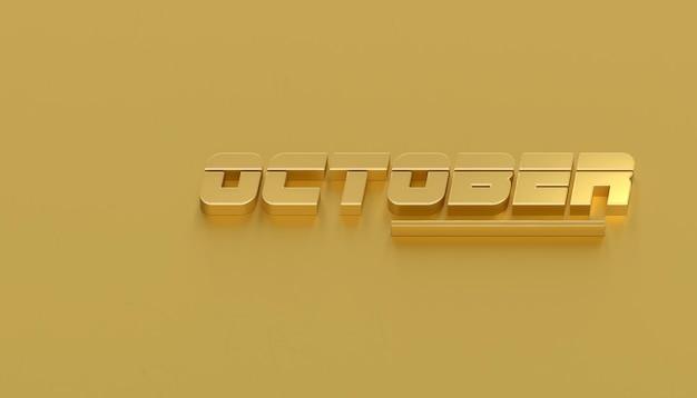 Octobre. Nom du mois pour le rendu 3d de l'affiche