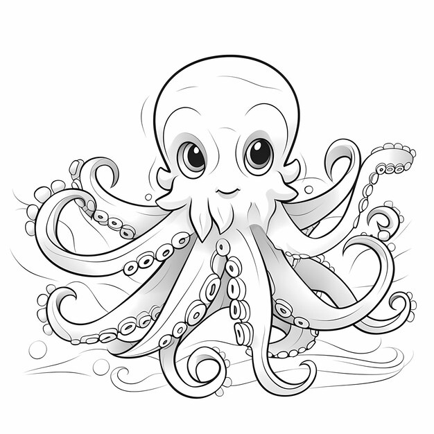 Photo octofun adventures cartoon octopus page à colorier pour les enfants