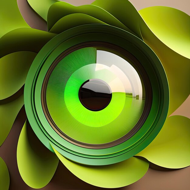 Oeil abstrait en papier vert