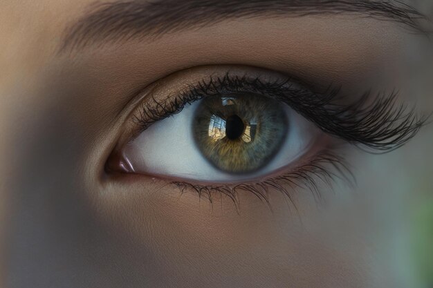 Photo oeil d'une belle femme avec de longs cheveux bruns oeil de belle femme avec des cheveux bruns longs près de u