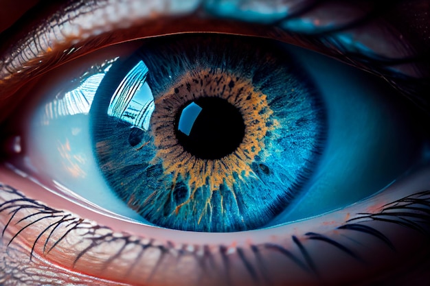 Oeil bleu humain bouchent IA générative