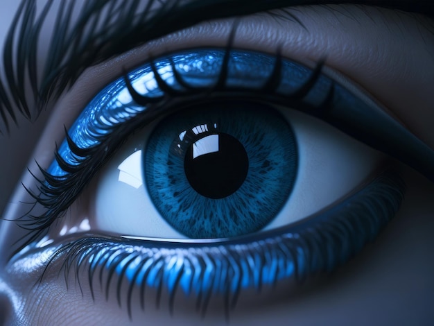 Oeil bleu humain réaliste belle IA générée