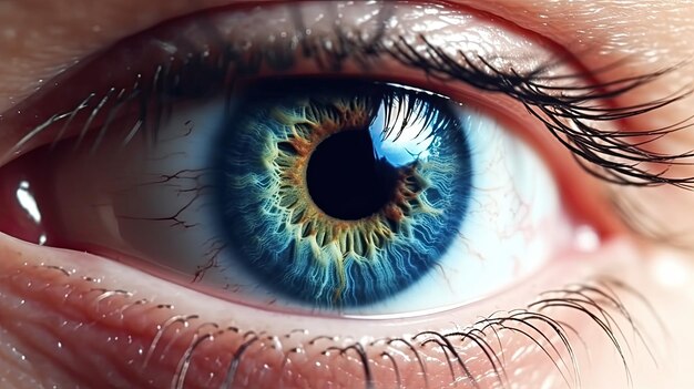 Un oeil bleu humain réaliste et magnifique Eye Generative Ai