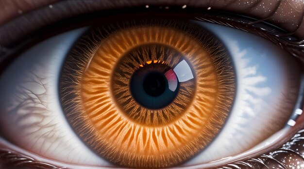 Photo un œil brun avec une pupille noire qui a une pupille noir.