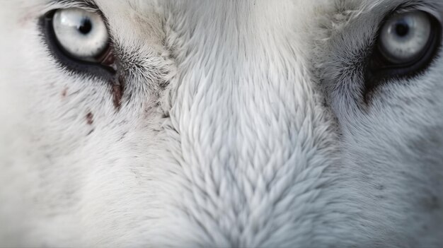 L'œil d'un chien est représenté avec un manteau de fourrure blanc.