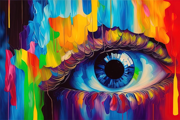 oeil de couleurs peinture abstraite