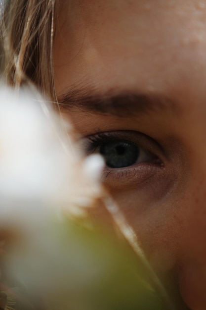 Photo oeil coupé d'une femme