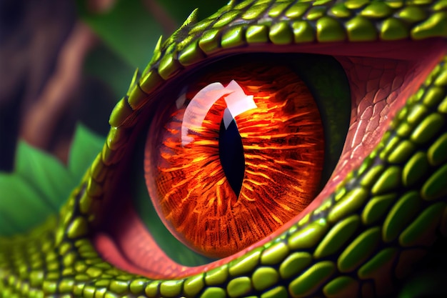 Oeil de dragon bouchent illustration 3d AI générative