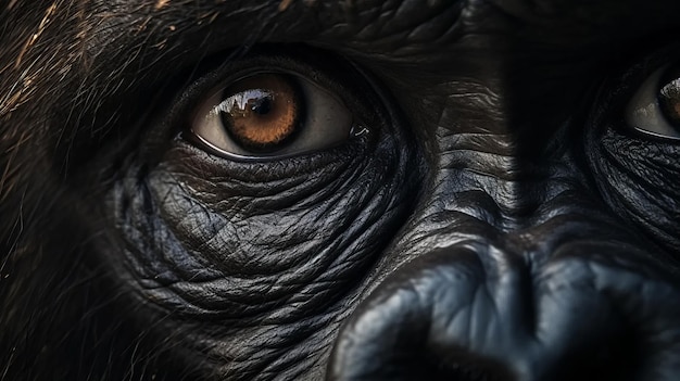 L'œil du gorille en gros plan