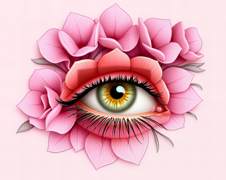 Photo oeil de femme avec des dessins floraux