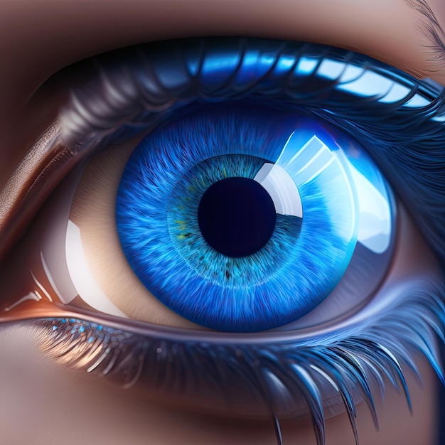 L'œil humain bleu vif