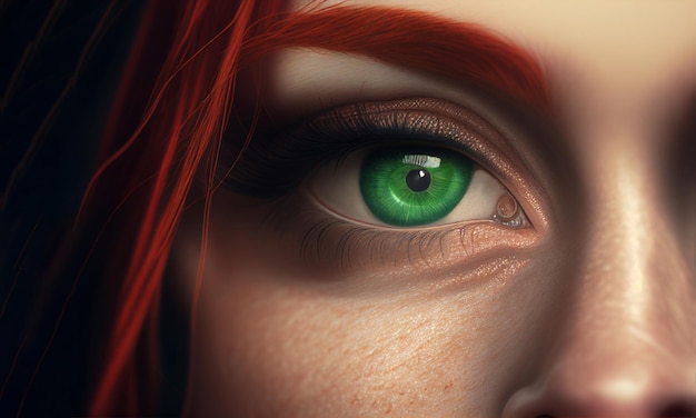 Un oeil vert avec un oeil rouge