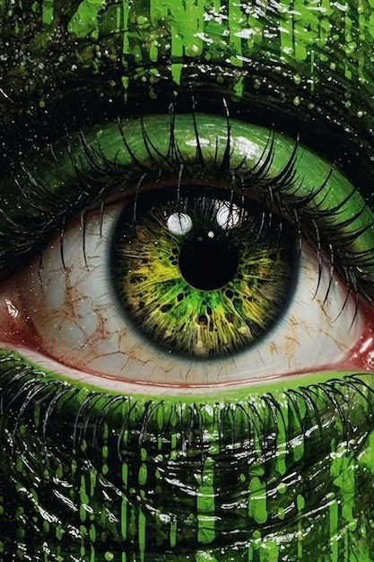 Un œil vert avec un œil vert et le mot monstre dessus.