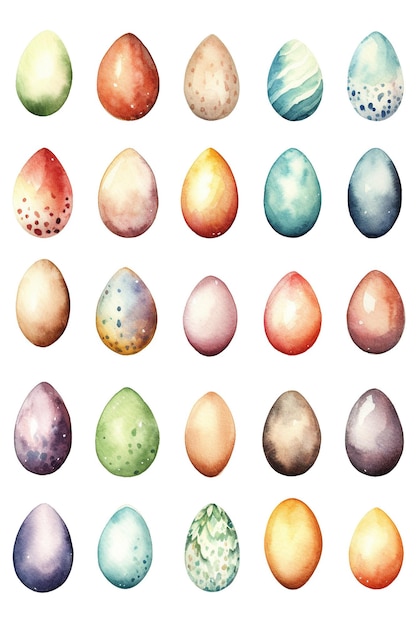 Oeuf aquarelle clipart mignon isolé sur fond blanc avec IA générative