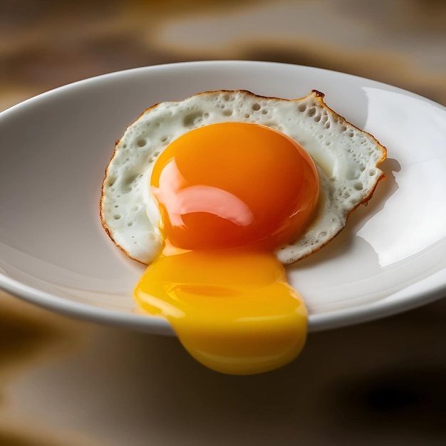 un œuf sur une assiette avec un morceau de pain dessus