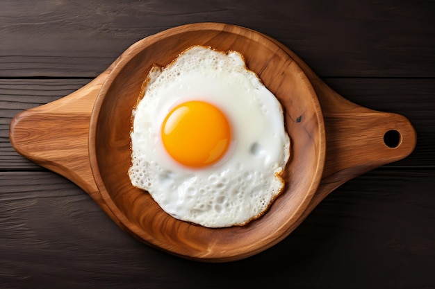 Oeuf au plat délicat sur plaque en bois Ai génératif