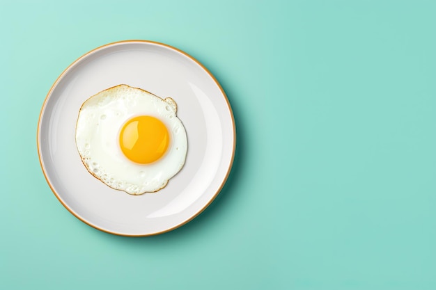 œuf au plat de petit-déjeuner minimaliste isolé avec un espace de copie vierge minimaliste