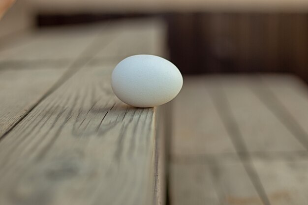 Oeuf blanc se trouve sur la marche