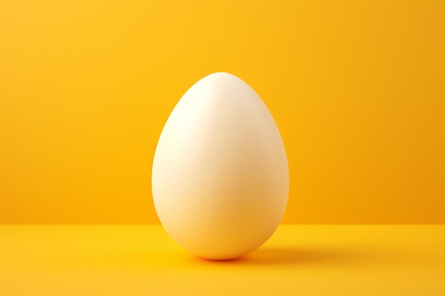 un œuf blanc sur une surface jaune