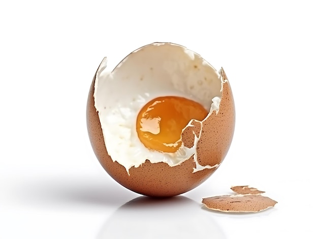 Un œuf cassé sur un fond blanc Ai Génératif